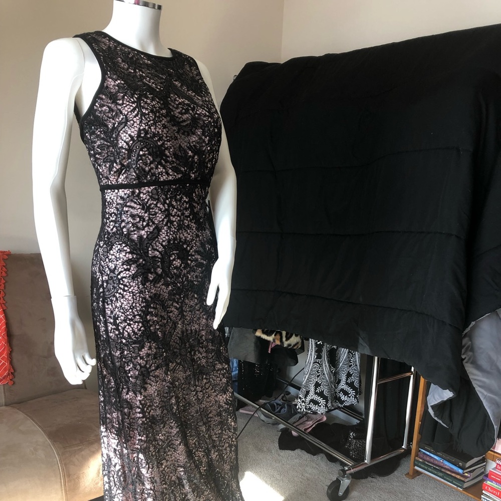 Black/rose gold/nude black sequined dress